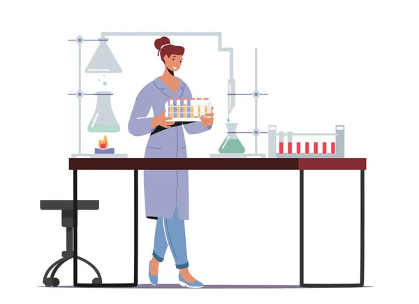 Químico em Laboratório Realização de Experimentos e Pesquisas Científicas em Laboratório. Química Equipe de Ciências no Trabalho, Técnico —  Vetores de Stock