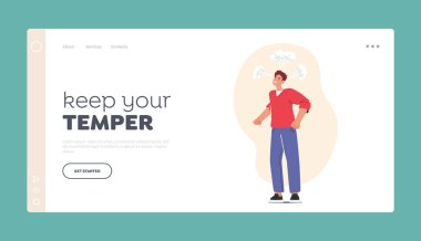 Temper Landing Page Şablonu sende kalsın. Öfkeli Adam Gnash Dişleri Kafasında Duman, Öfke ve Öfke, Öfke