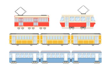 Kırmızı, Sarı ve Mavi Tramvaylar, Şehir Tramvayı, Modern Toplu Taşıma. Yolcu Taşıma Servisi. Şehir Trolleybusu