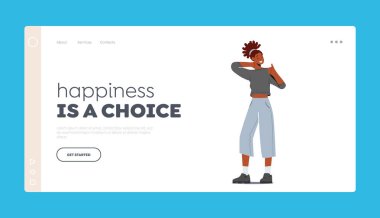 Onay Hareketi, Vücut Dili İniş Sayfası Şablonu. Mutlu Kadın Gösterisi Başparmak Yukarı, Kadın Pozitif Hareketi Gösteriyor