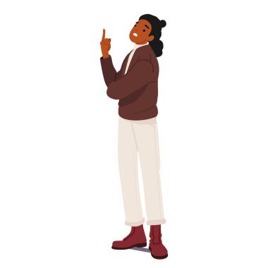 Genç kadın çizgi film karakteri parmağını yukarı kaldırarak tiyatro sınıfı vektör illüstrasyonuna öfke ve asabiyet gösteriyor. Tecrit edilmiş kadın dram sahnesiyle güçlü duygular sergiliyor.