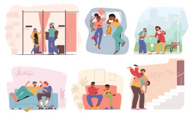 Çeşitli yaşam tarzları ebeveynlerin gençleriyle mutlu zaman geçirdiği izole edilmiş sahneler. Neşeli aile gülüyor, konuşuyor güçlü bir bağ kuruyor ve mutlu bir ilişki temsili çiziyor.