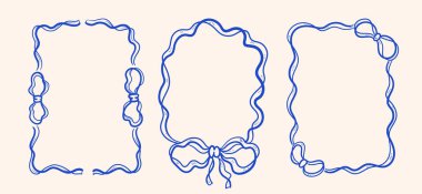 Kurdele çerçevesi, el çizimi çiziminde yay aksanıyla sınırlandırılmış. Tebrik kartı, davetiye, düğün ve zanaat için kıvrımlı bir taslak. Vektör illüstrasyonu