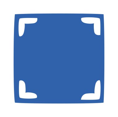 Yuvarlak köşeli köşeli parantez şekilli kare çerçeve ve negatif uzay ayrıntıları. Modern markalaşma ve arayüz için geometrik sınır motifi. Vektör illüstrasyonu