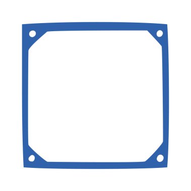 Mekanik montaj ve mühürleme konsepti için köşe delikli conta kare çerçeve. Teknik grafik ve mühendislik simgesi kullanımı için temiz bir taslak. Vektör illüstrasyonu