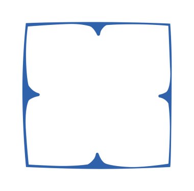 Süslü köşeli çerçeve, sınır kullanımı için yumuşak eğri kenarlı. Davetiye, kart, poster ve etiye için zarif bir taslak. Vektör illüstrasyonu