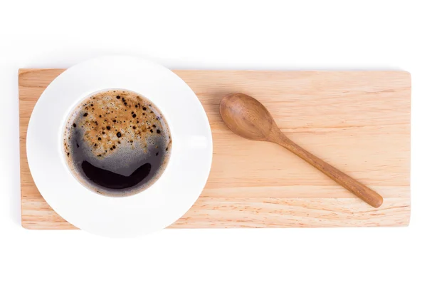 Filiżankę kawy na drewniane — Zdjęcie stockowe
