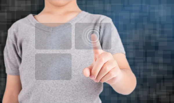 Hand pressing modern social buttons — Stock Photo, Image