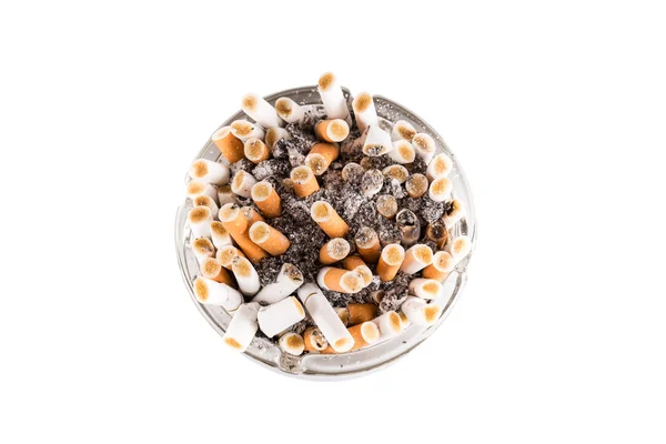 A dirty ashtray with cigarette ash and butts — Stock Photo, Image
