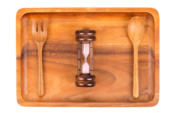 Gezond eten of dieet concept. Lege houten plaat. sandwatch — Stockfoto