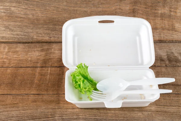 Foam boxes with scraps left over from eating — Stock Photo, Image