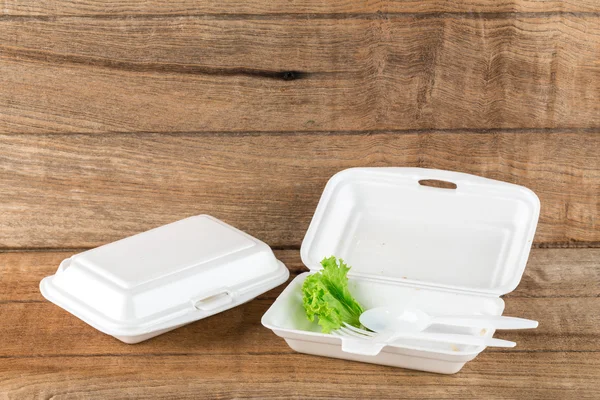 Foam boxes with scraps left over from eating — Stock Photo, Image