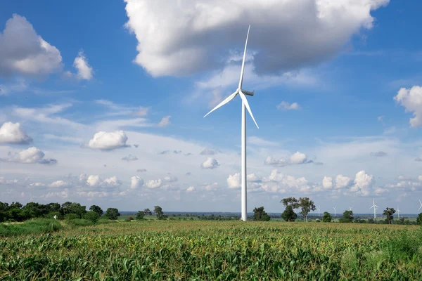 Wind Turbine for alternative energy on background sky on Cassava — Stock Photo, Image