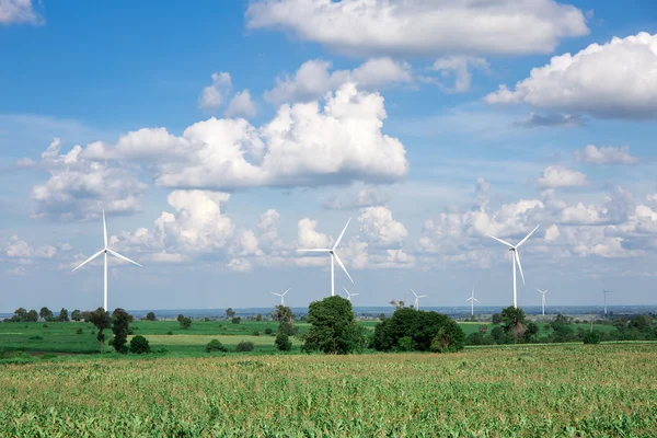 Wind Turbine for alternative energy on background sky on Cassava — Stock Photo, Image