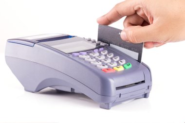 El Swiping kredi kartı kredi kartı makine üzerinde
