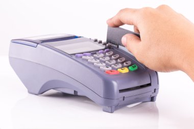 El Swiping kredi kartı kredi kartı makine üzerinde
