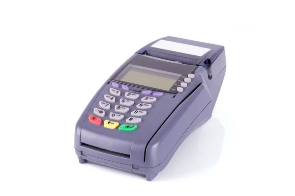 Beyaz arka plan üzerinde izole kredi kartı makine — Stok fotoğraf
