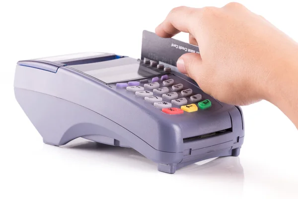 Кредитные карты машина изолированы на белом фоне — стоковое фото