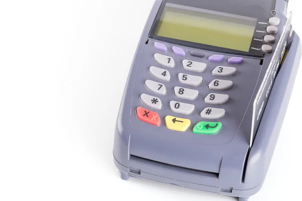 Máquina de cartão de crédito isolado no fundo branco — Fotografia de Stock