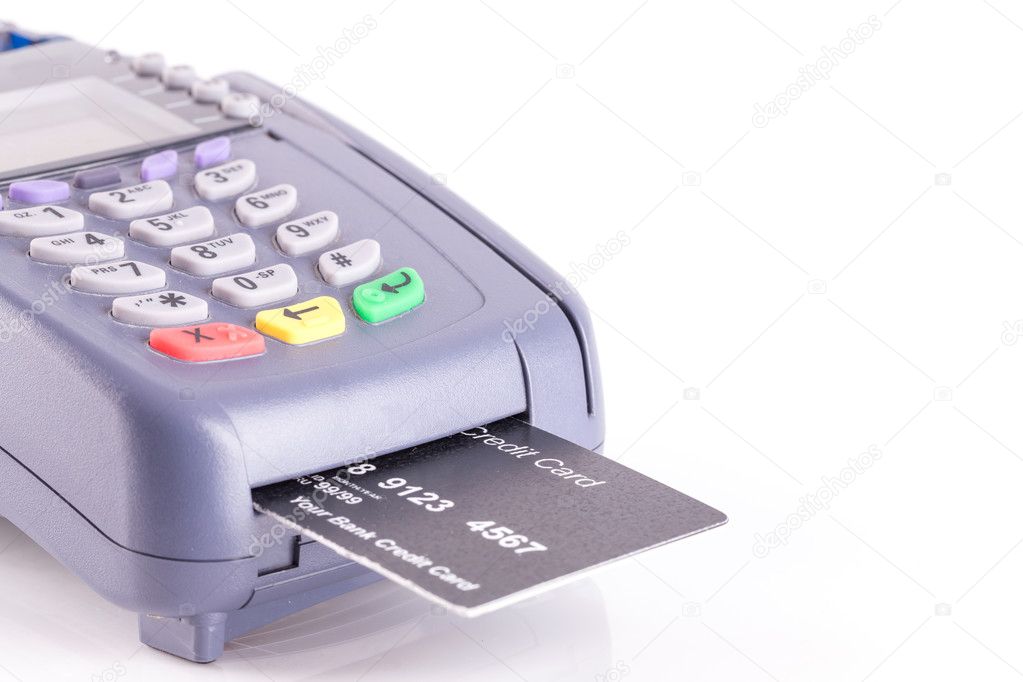 Credit card machine isolated on white background