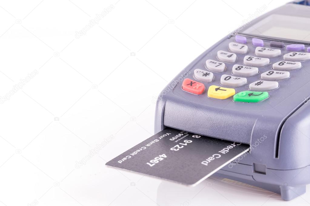 Credit card machine isolated on white background