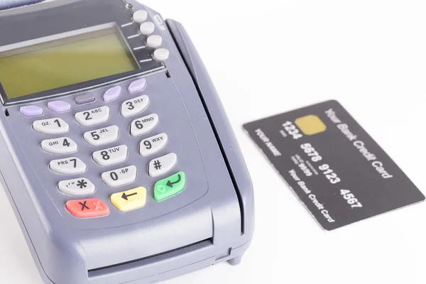 Kreditní karta stroj izolovaných na bílém pozadí — Stock fotografie