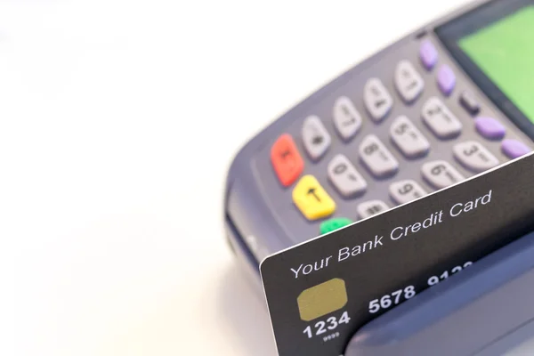 Uw Credit Card op Credit Card Machine met Copyspace Stockafbeelding