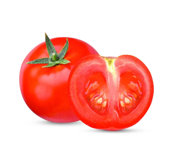 Beyaz arka planda taze domates, kırmızı sebze yüksek vitamin A ve Lycopene..