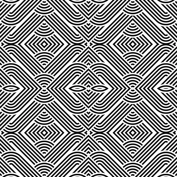 Diseño inconsútil patrón geométrico monocromo — Vector de stock