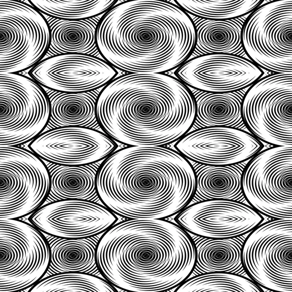 Diseño inconsútil monocromo giro movimiento fondo — Vector de stock