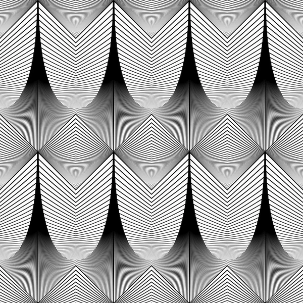 Design seamless monochrome waving decorative pattern — Stock Vector