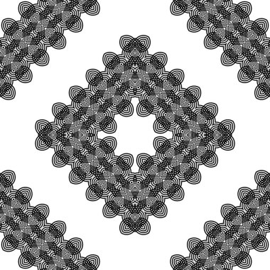 Kusursuz dekoratif dantel desenli. Soyut elmas monokrom arka plan. Vektör sanatı