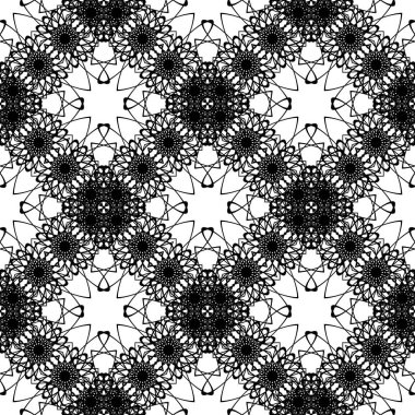 Dekoratif desenli tasarım. Soyut monokrom dantelli arka plan. Vektör sanatı