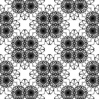 Dekoratif desenli tasarım. Soyut monokrom dantelli arka plan. Vektör sanatı