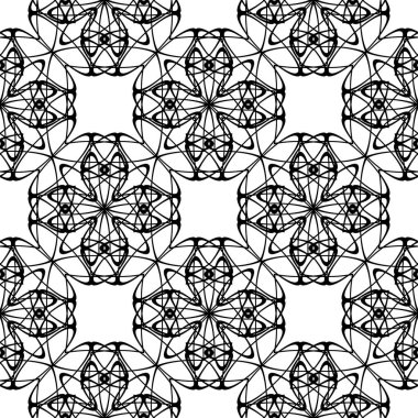 Dekoratif desenli tasarım. Soyut monokrom dantelli arka plan. Vektör sanatı