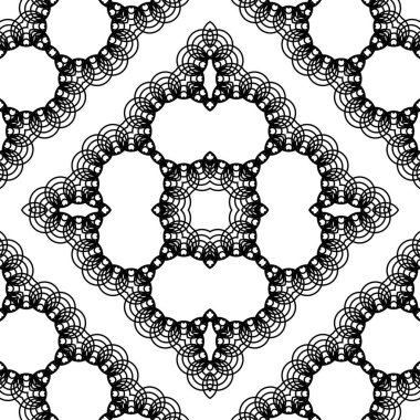 Kusursuz dekoratif dantel desenli. Soyut elmas monokrom arka plan. Vektör sanatı