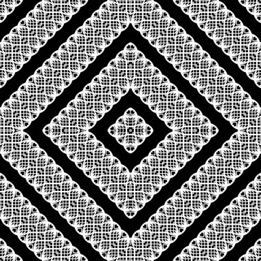 Kusursuz geometrik desen tasarla. Soyut monokrom dantelli arka plan. Vektör sanatı