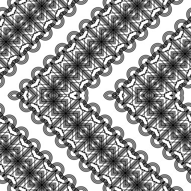 Kusursuz zigzag dekoratif desen tasarla. Soyut monokrom rendeleme arka planı. Vektör sanatı