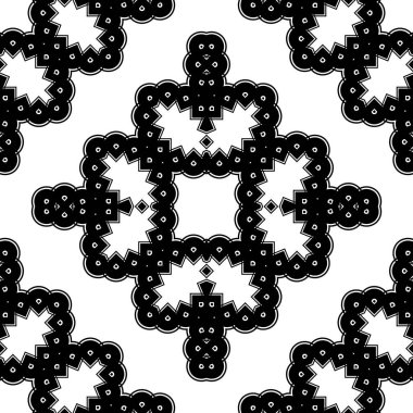 Kusursuz dekoratif dantel desenli. Soyut elmas monokrom arka plan. Vektör sanatı