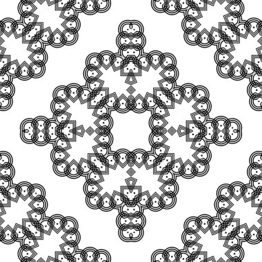 Kusursuz dekoratif dantel desenli. Soyut elmas monokrom arka plan. Vektör sanatı