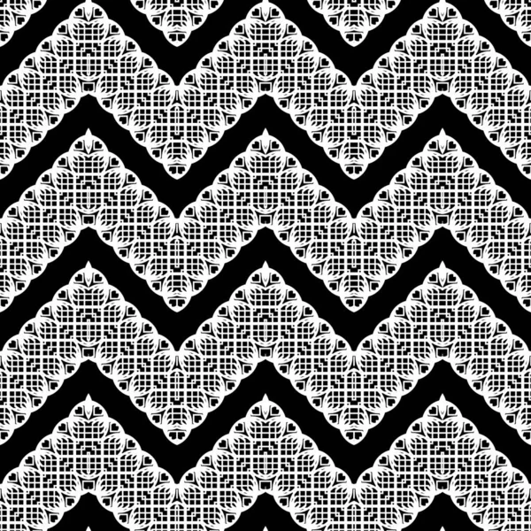 Design Seamless Zigzag Decorative Pattern Abstract Monochrome Grating Background Vector — Stock Vector