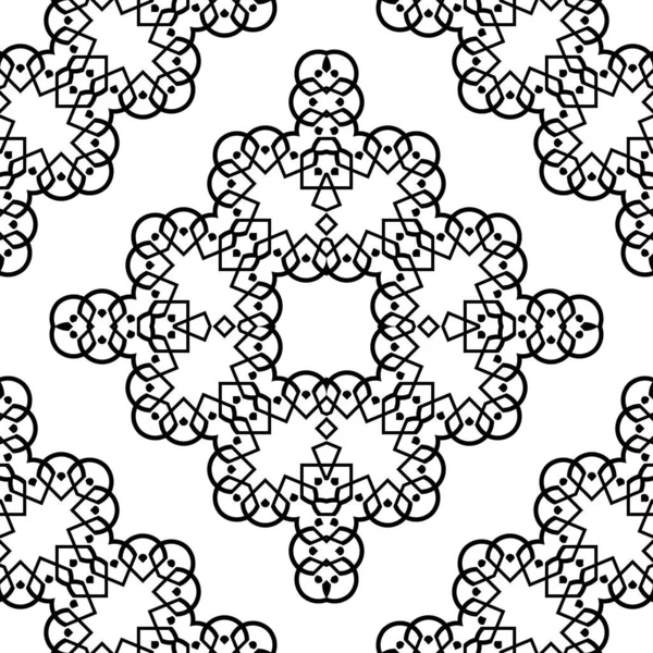 Diseño Sin Costuras Patrón Encaje Decorativo Fondo Monocromo Diamante Abstracto — Archivo Imágenes Vectoriales