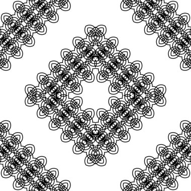 Kusursuz dekoratif dantel desenli. Soyut elmas monokrom arka plan. Vektör sanatı