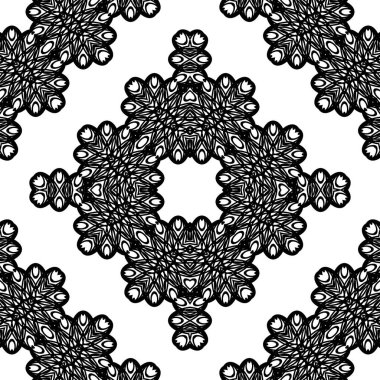 Kusursuz dekoratif dantel desenli. Soyut elmas monokrom arka plan. Vektör sanatı