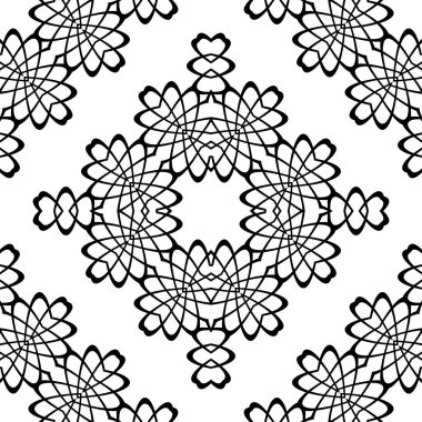Kusursuz dekoratif dantel desenli. Soyut elmas monokrom arka plan. Vektör sanatı
