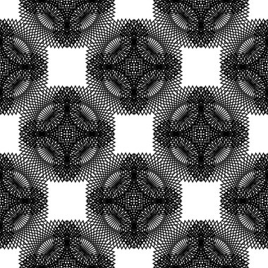 Dekoratif desenli tasarım. Soyut monokrom dantelli arka plan. Vektör sanatı