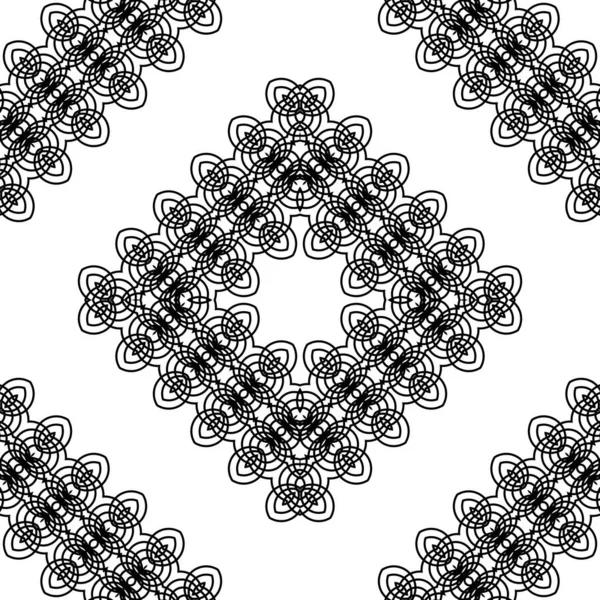 Design Seamless Decorative Lacy Pattern Abstract Diamond Monochrome Background Vector — Stock Vector