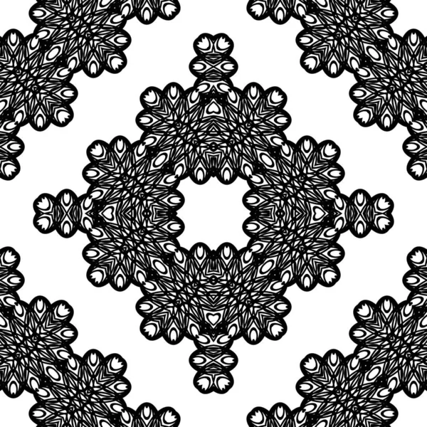 Design Seamless Decorative Lacy Pattern Abstract Diamond Monochrome Background Vector — Stock Vector