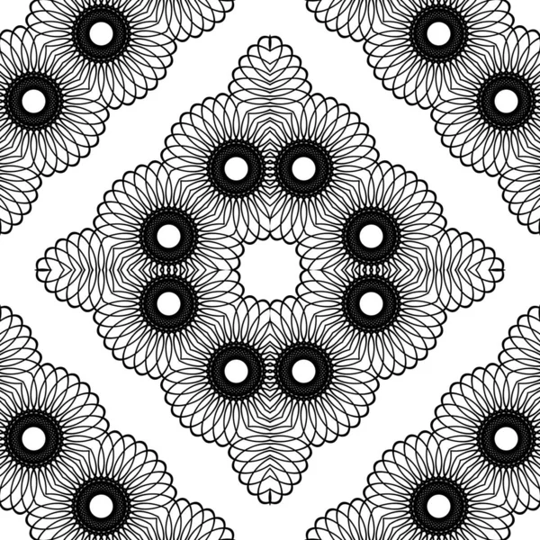 Design Seamless Decorative Lacy Pattern Abstract Diamond Monochrome Background Vector — Stock Vector