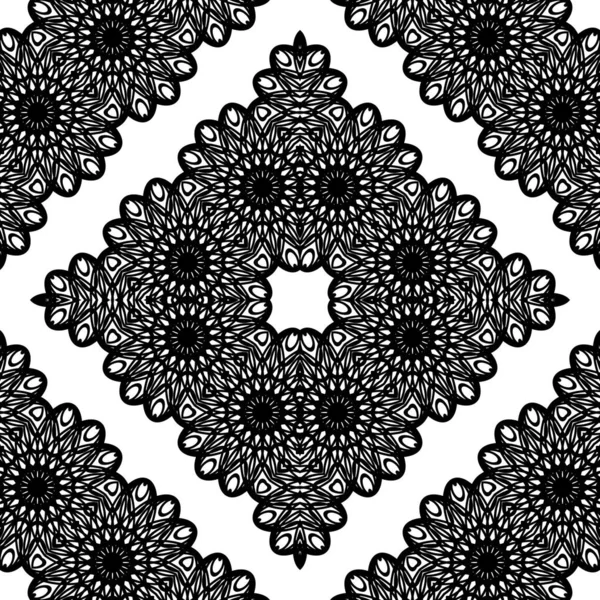 Design Seamless Decorative Lacy Pattern Abstract Diamond Monochrome Background Vector — Stock Vector